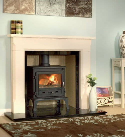 Axon Sienna Agean Limestone Fireplace With Reeded Chamber
