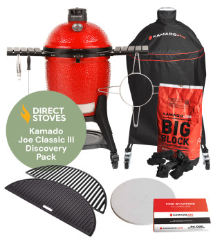 Kamado Classic Joe Series III Grill & Charcoal Barbecue and Discovery Pack