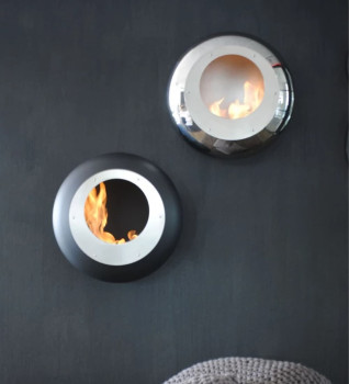 Cocoon Vellum Wall Mounted Bioethanol Fire - Black and Stainless Models