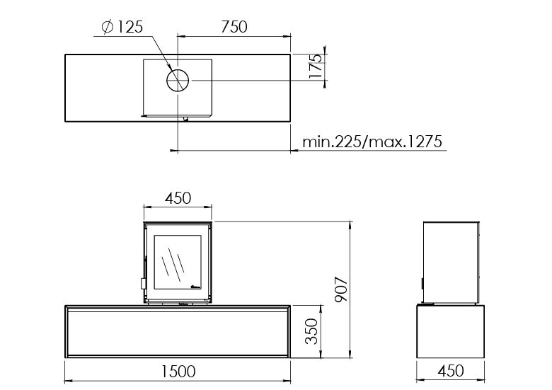 Dik Geurts Modivar 5 4.9kW Wood Burning Ecodesign Stove on Plateau Bench