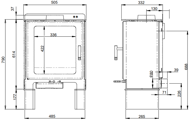 Mendip Loxton 5 Dual Control Wood Burning / Multifuel Ecodesign Logstore Stove