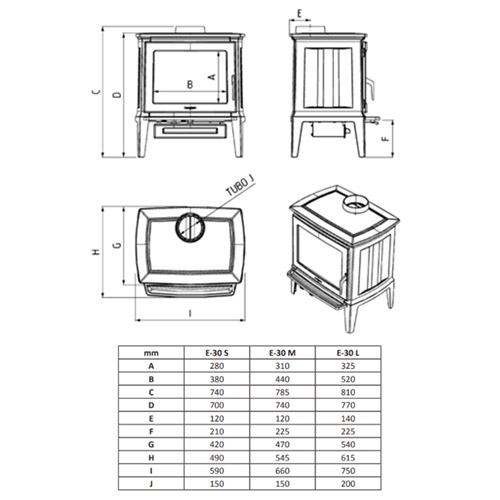 Hergom E-30 L Wood Burning Ecodesign Stove