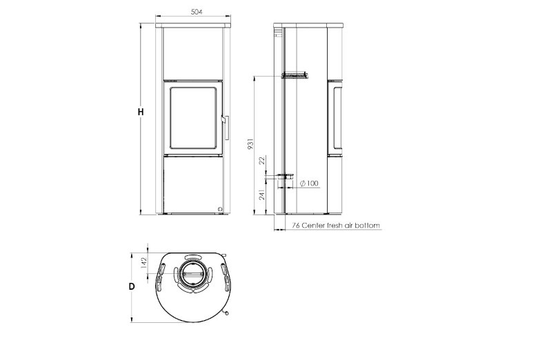 Heta Scanline 590 6kW Wood Burning Stove with 2 thermastones