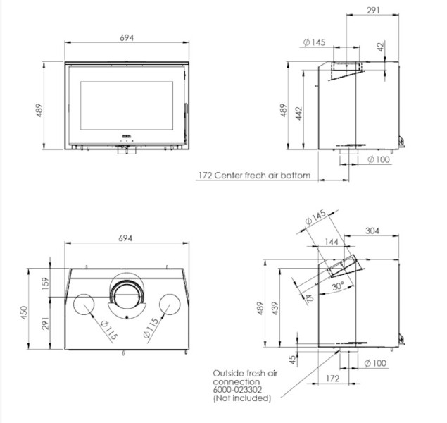 Heta Vista Insert 7kW Wood Burning Stove