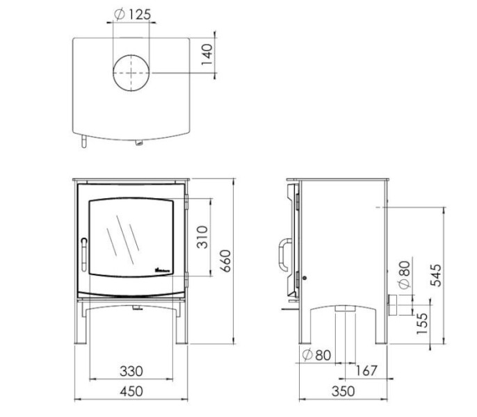 Dik Geurts Ivar 5 High Leg Wood Burning / Multifuel Ecodesign Stove