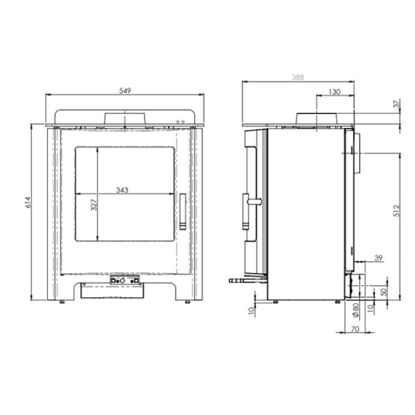 Mendip Churchill 5 Dual Control Wood Burning / Multifuel Ecodesign Convection Stove