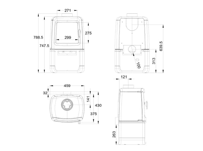 MI Fires Firepod Wood Burning Ecodesign Log Store Stove