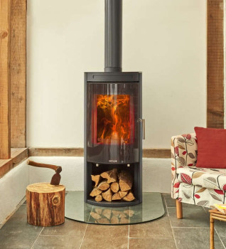 Opus Melody G DEFRA 5kW Wood Burning Stove With Log Store & Glass Door