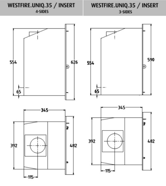 Westfire Uniq 35 DEFRA Approved Wood Burning / Multifuel Ecodesign Inset Stove