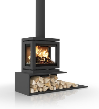 Dik Geurts Vidar Triple Small 4.9kW Wood Burning Ecodesign Stove on Floating Plateau