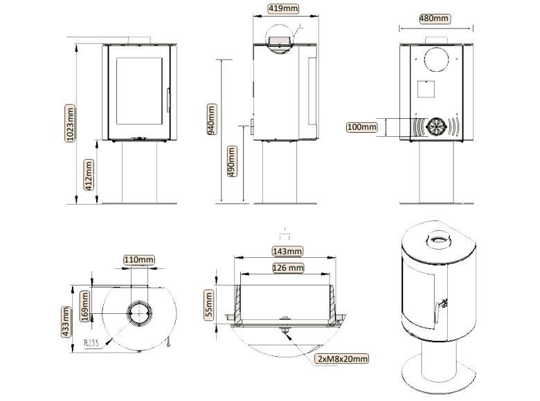 Mendip Willow Wood Burning Ecodesign Stove