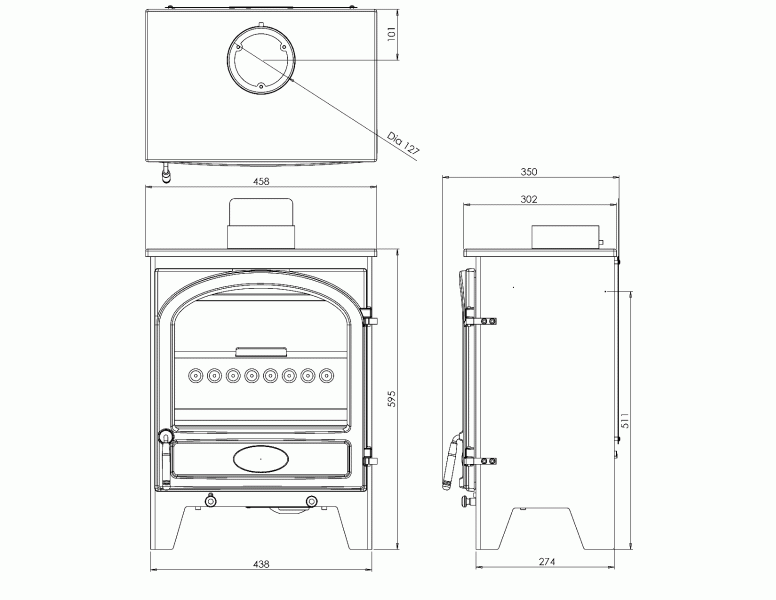 Go Eco Excel 5KW Wide Traditional Door Wood Burning / Multifuel Ecodesign Stove